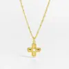 Wholesale Light Luxury Style 18K Gold Plated Zircon Texture Cross Pendant Necklace Retro Versatile Daily Classic Collarbone Chain