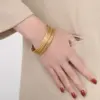 Wholesale 304 Stainless Steel Solid Color Electroplating 18k Gold Plating Formal Waterproof Non Tarnish Bangle