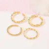 Wholesale Geometric Open Rings For Women In Copper With 14K Real Gold Plating And Red Zircon Inlay