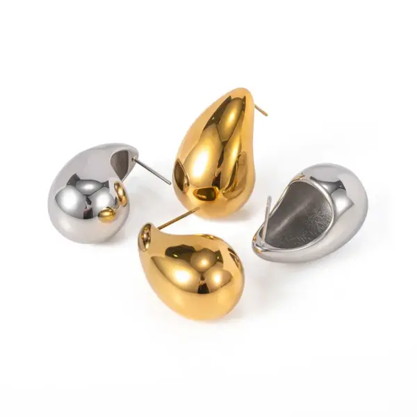 Wholesale 304 Stainless Steel Water Droplets PVD Coated 18K Real Gold Plated IG Style Plating Ear Studs