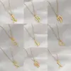 Wholesale Unisex Letter Pendant Necklace In Titanium Steel With Electroplated Gold Plating And Zircon Inlay