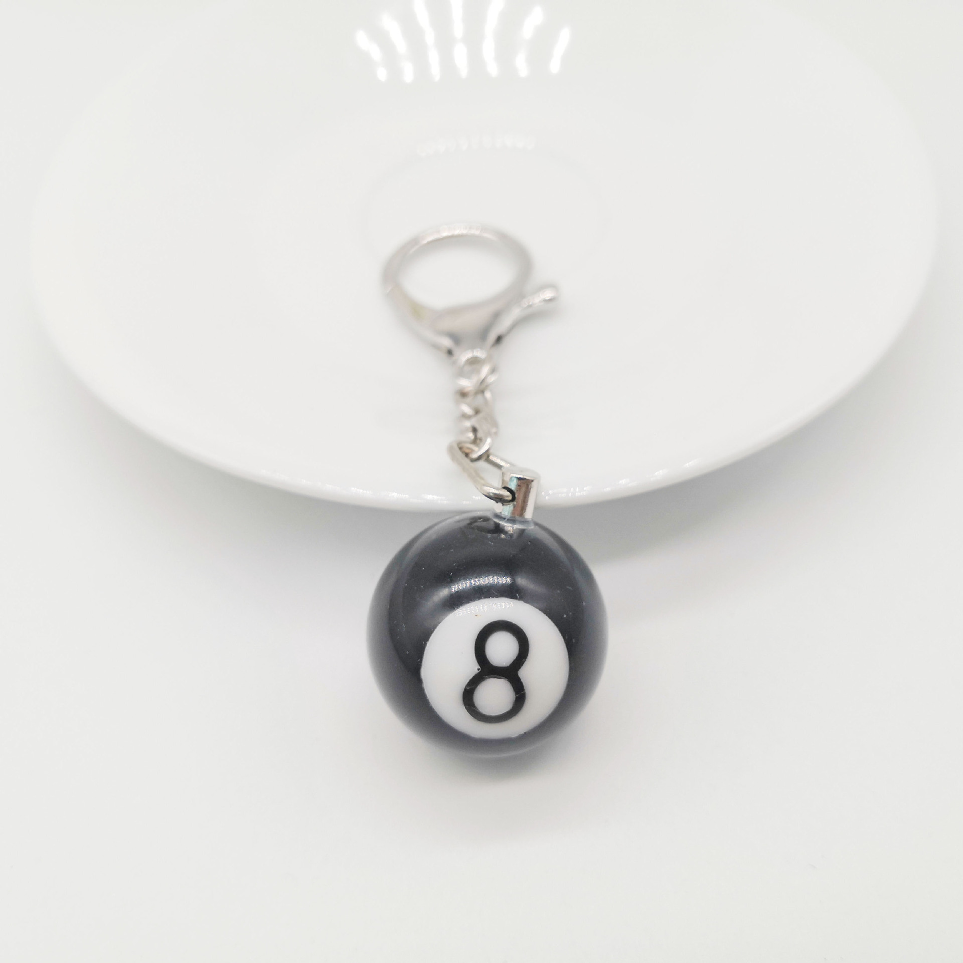 Wholesale European and American Explosions Cross-border Jewelry Pendant Halloween Alloy Ghost Hand Keychain Bag Buckle Robot Black 8 Billiards