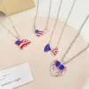 Wholesale Casual Elegant National Flag Heart Shape Zinc Alloy Cable Chain Lobster Trigger Clasp Closure Pendant Necklaces Wholesale