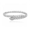 Wholesale Gold-Plated Wide-Band Snake Ring with Full Pavé Setting; Full Pavé Snake-Head Bracelet