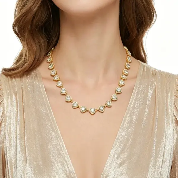 Wholesale Geometric Necklace For Women Featuring 304 Stainless Steel With 18K Real Gold PVD Coated Plating And Rhinestones On A Tennis Chain