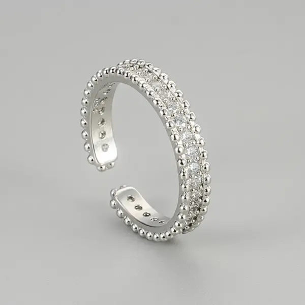Wholesale New Full Diamond Design Open Ring Women's Style Light Luxury Elegant High-end Niche Fashion All-match Ring For Women