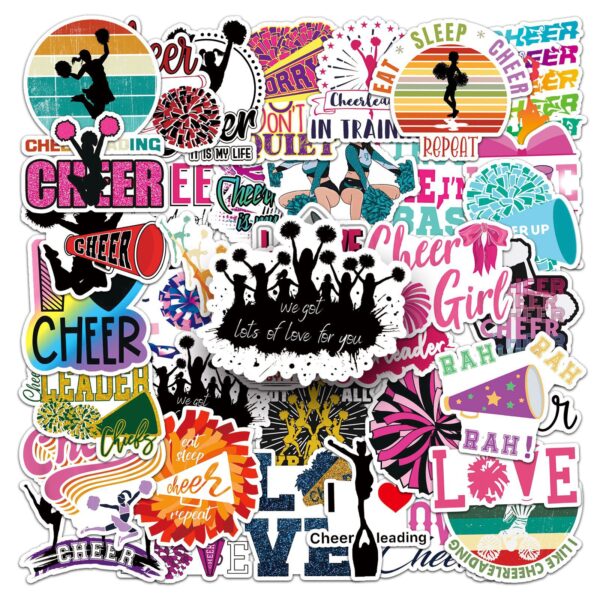 oly-75ff38ffafa913bef47e64a5362e5d02 Wholesale 50 Cheerleading Gymnastics Graffiti Sports Decoration Water Cup Luggage Notebook Graffiti Stickers