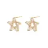 Wholesale Heart Shape Stud Earrings For Women With 925 Sterling Silver Posts, Copper Base, And 14K Real Gold Plated Featuring Zircon Inlay