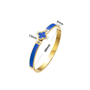 18k four-leaf clover bracelet-gold blue