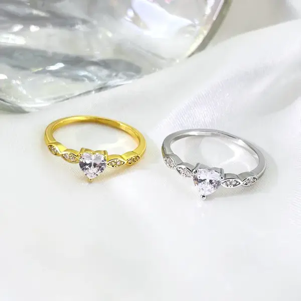 Wholesale Elegant Heart Shaped Ring For Women With Micro Paved Zircon Fashionable Personality Ring Romantic Style Suitable For Daily Wear And Dates