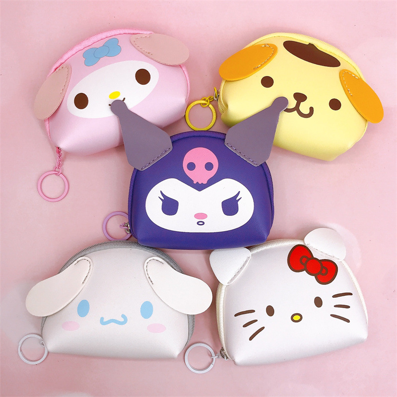 Wholesale Cartoon Head PU Mini Coin Purse Cute Kawaii Small Coin Purse Loose Purse Card Bag Bag Pendant