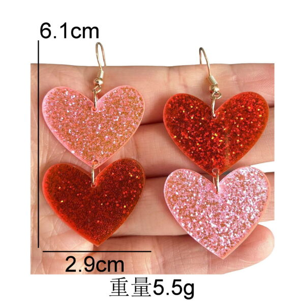 oly-7637fd321dc7423dadf236b6ac3240ae Wholesale Cute Simple Fresh Acrylic Valentine's Day Glitter Peach Heart Love Sequin Earrings