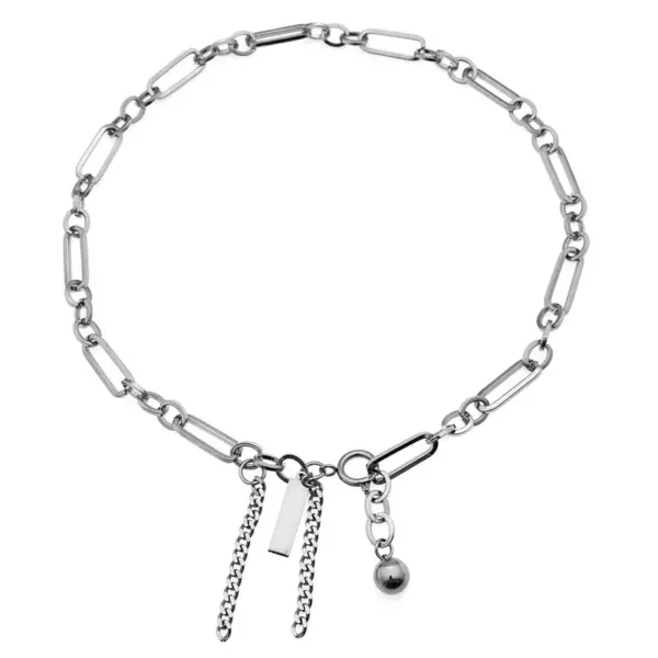 Wholesale Trendy Long Pendant Tassel Necklace Metal Chain Personalized Charm Polished Titanium Steel Unisex Geometric Pattern Party Accessory