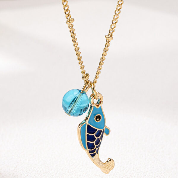 oly-7641e5818f368b1cf874eb686ed86d04 Wholesale 1 Fashion Trend Marine Life Oil Drop Blue Fish Koi Pendant Necklace Women's Vacation Wear