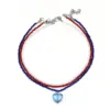 Wholesale Pastoral Blue Heart Shape Necklace For Women With Plastic Material And Seed Bead Inlay Featuring Weave Craft And Box Chain