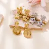 Wholesale 18K Real Gold Plated Hand Foot Love Deep Polished Pendant Earrings Fashion Stainless Steel Palm Footprint Hanging Earrings Jewelry