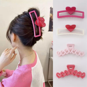 Wholesale Valentine's Day Girl Pink Love Big Grab Clip Sweet Cute Elegant Shark Clip New Back of Head Hair Accessories Hair Clip