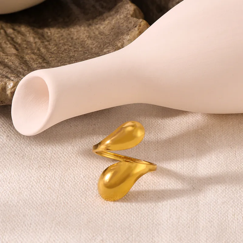 Wholesale 304 Stainless Steel Geometric Water Droplets PVD Coated 18K Gold 18K Real Gold Plated Real Gold Plated Vintage Style Modern Style Simple Sty