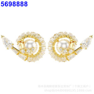 Snake pearl gold stud earrings