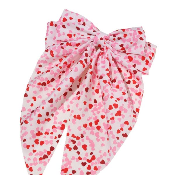 Wholesale valentine's day bow ribbon spring clip heart-shaped red lip printing hair clip hair accessories