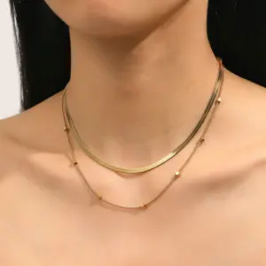 Gold Necklace Flat Square round