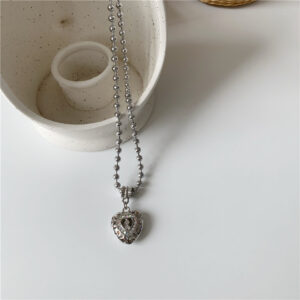 Hollow Diamond Love titanium steel necklace