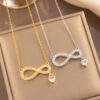 Wholesale Simple, stylish, and unique figure-eight shaped heart-shaped zircon necklace; versatile and elegant women's necklace; a Valentine's Day gift.