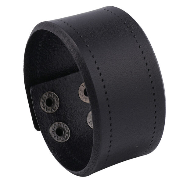oly-766e9f25cb72e0207608eb8d54d67aae Wholesale Punk Style Simple Retro Wide Leather Bracelet Jewelry Punk Style Men's Head Layer Cowhide Bracelet