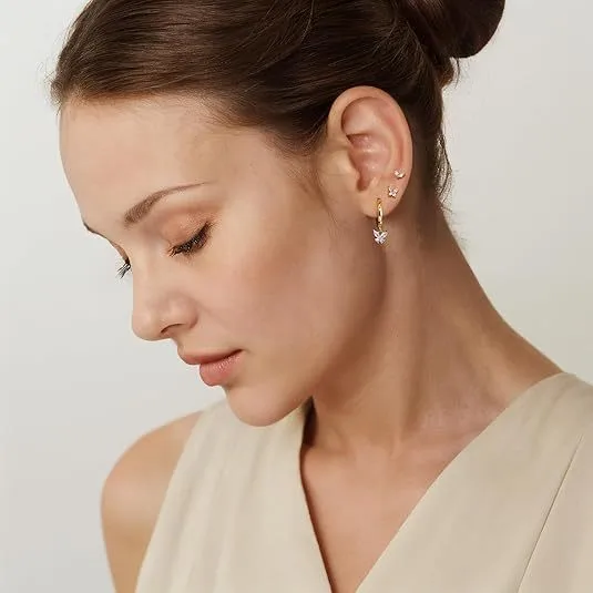 Wholesale Elegant Butterfly Stud Earrings Set With Embedded Zirconia Stones Simple Style Women's Fashion Jewelry Accessories - Nihaojewelry