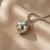 Wholesale 18K Gold Plated 304 Stainless Steel Vacuum Electroplating (In Furnace) Ball Handmade Good Luck Solid Round Bead Pendant Necklace For Women