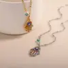Wholesale 304 Stainless Steel Cross Devil's Eye Moon PVD Coated Zircon Elegant Romantic Sweet Plating Pendant Necklace