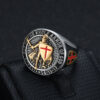 oly-76854577b035444c2783b98122c9622c Wholesale Popular Men's Titanium Steel Gold-Plated Ring Retro Temple Knight Red Cross Shield Ring