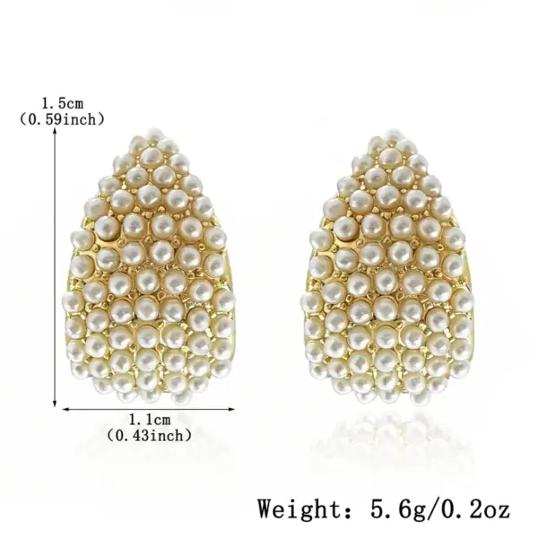 Wholesale Gold-Plated Copper S925 Silver Ear Stud Earrings Shell Pearl Vintage French Crescent Stud Earrings Three-Dimensional Geometric Artificial Pearl Artificial Diamond Suitable For Women