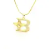 Wholesale New Fashion Classic Bee Diamond Embedded 26 English Alphabet Gold Plated Copper Link Necklace For Women Ins Style Gold Color