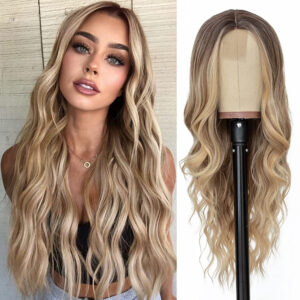 Wholesale Amazon cross-border Europe and the United States new wig medium gradient yellow long curly hair women's big wave wig rose net