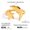 Wholesale 304 Stainless Steel Moon PVD Coated 18K Real Gold Plated Simple Style Classic Style Open Rings