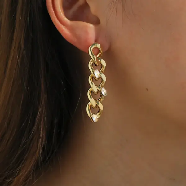 oly-76c092dd54910800c206188d006a2312 Wholesale 18K Gold Plated 304 Stainless Steel Vacuum Electroplating (In Furnace) Rhinestone Geometric Handmade Earrings For Women Independence Day
