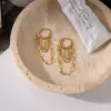 Wholesale Gold Stainless Steel Tassel Earrings Women's Jewelry Daily Wear Holiday Date Simple Classic Style Vacuum Plated 18K Gold