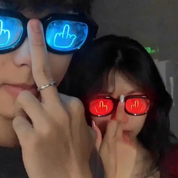 Wholesale Red-Eyed Special Luminous Glasses, Cool Two-Dimensional Flash Glasses, Style Led Technological Sunglasses
