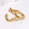 Wholesale PVD Coated Real Gold Plated 18K Gold Geometric 304 Stainless Steel Simple Style Waterproof Non Tarnish Open Rings