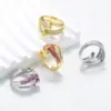 Wholesale Geometric Open Rings For Women With Zircon Inlay, Copper Base Featuring 18K Real Gold Water Plating