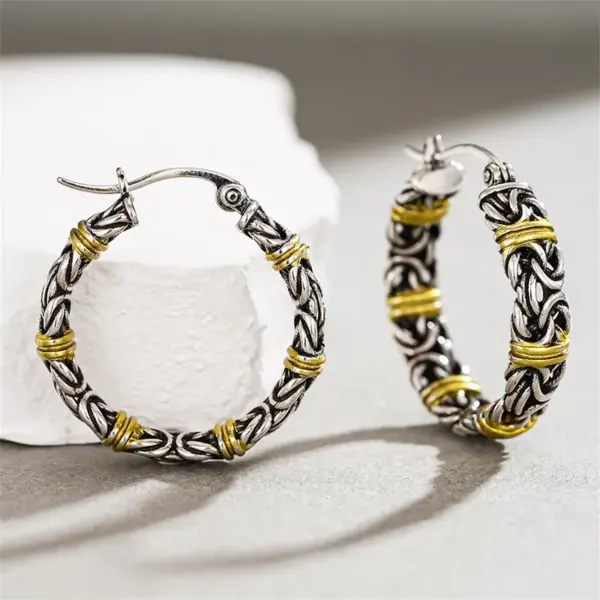 Wholesale Three-dimensional Geometric Earrings For Women In Copper With KC Golden Water Plating And 0.03µm Thickness