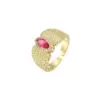 Wholesale Unisex U Shape Open Ring In Copper With 14K Real Gold Electroplated Finish Featuring May Birthstone Emerald