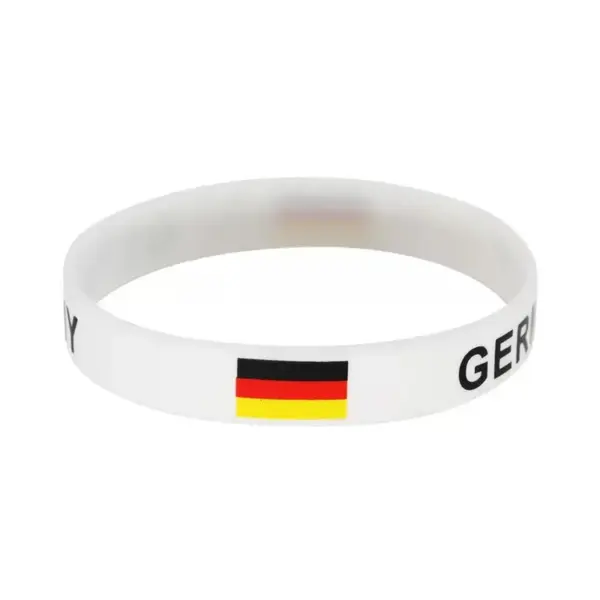 oly-771fe4203d1fe4d801e9763774819e41 Wholesale Multicolor Nordic Style Asymmetrical National Flag Wristband In Silica Gel With Nylon Chain Material For Couples