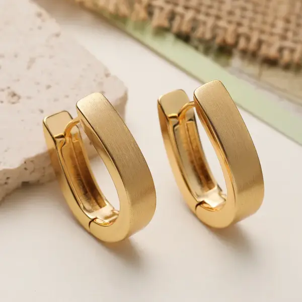 Wholesale Brushed Geometric Earrings For Women In Copper With 18K Real Gold Plated Water Plating And 0.03µm Thickness