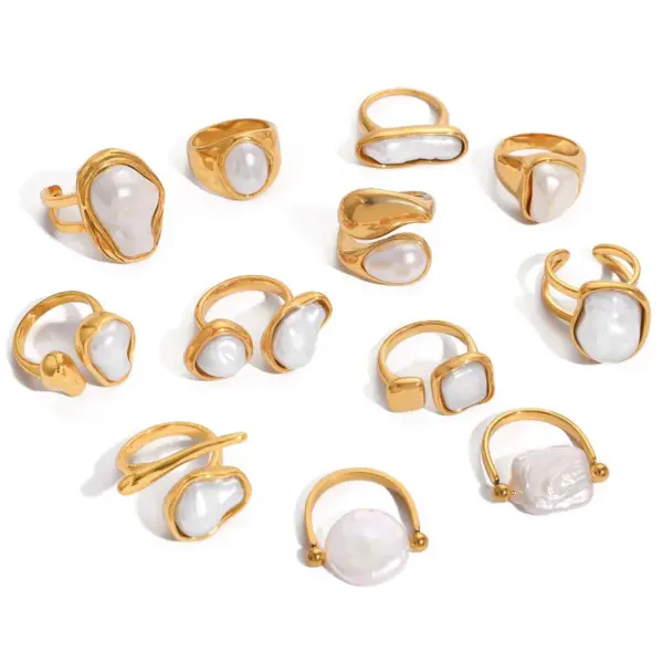 Wholesale Style Stainless Steel Acrylic Pearl Ring Niche High-end Feel Non-fading Jewelry Stainless Steel Accessories Rings