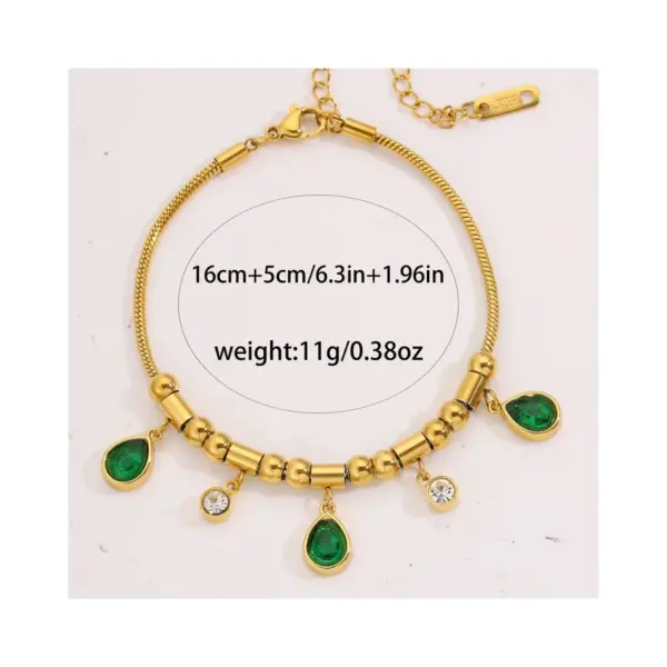 Wholesale Water Droplets Couple Bracelets With Waterproof Non Tarnish 18K Real Gold Plated 304 Stainless Steel Snake Chain Featuring Zircon Inlay