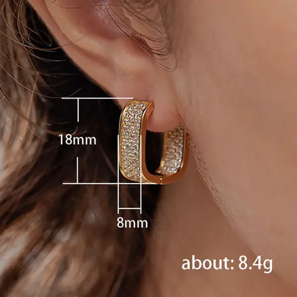 Wholesale Copper Zircon U Shape Shiny Hoop Earrings For Women'S