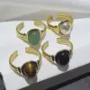 Wholesale Oval Open Ring For Women, Waterproof Non Tarnish 304 Stainless Steel With 18K Real Gold PVD Coating