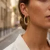Wholesale Geometric Copper Earrings For Women With 0.03µm Electroplated 18K Real Gold Plating
